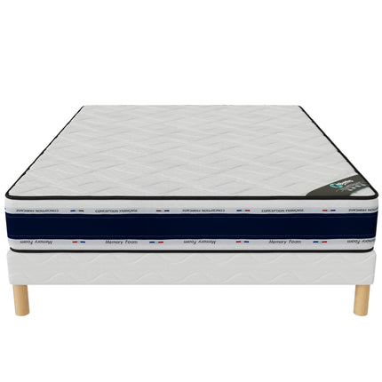 Ensemble BLUE MEMORY Sommier + Matelas Hauteur 22cm