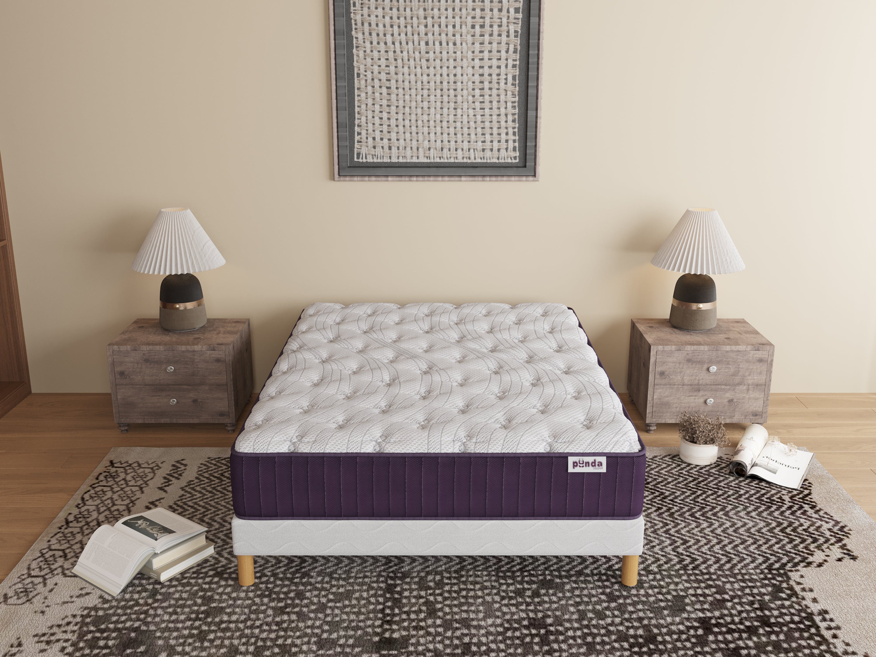 Ensemble PANDA PURPLE Sommier + Matelas Hauteur 32cm