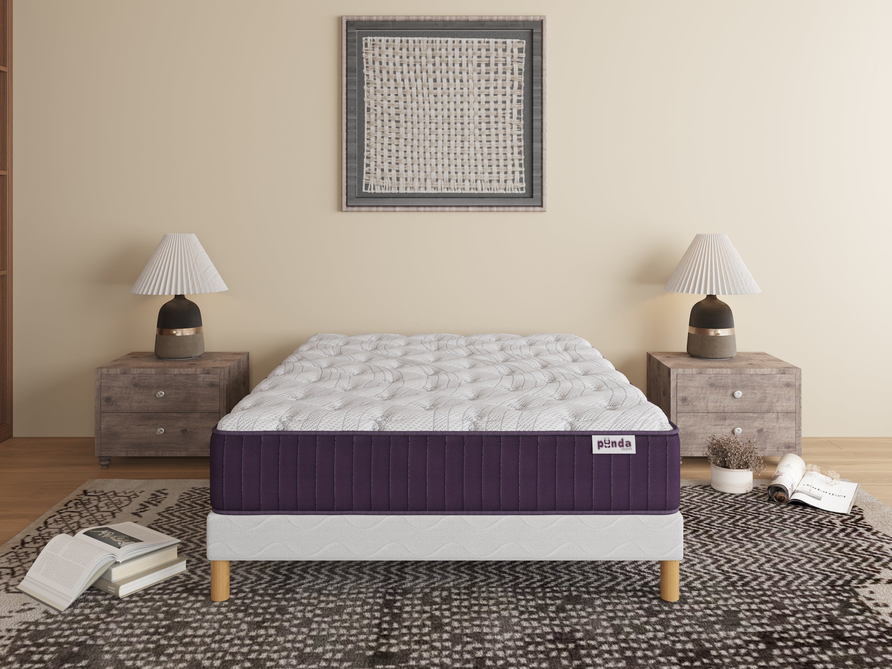 Ensemble PANDA PURPLE Sommier + Matelas Hauteur 32cm